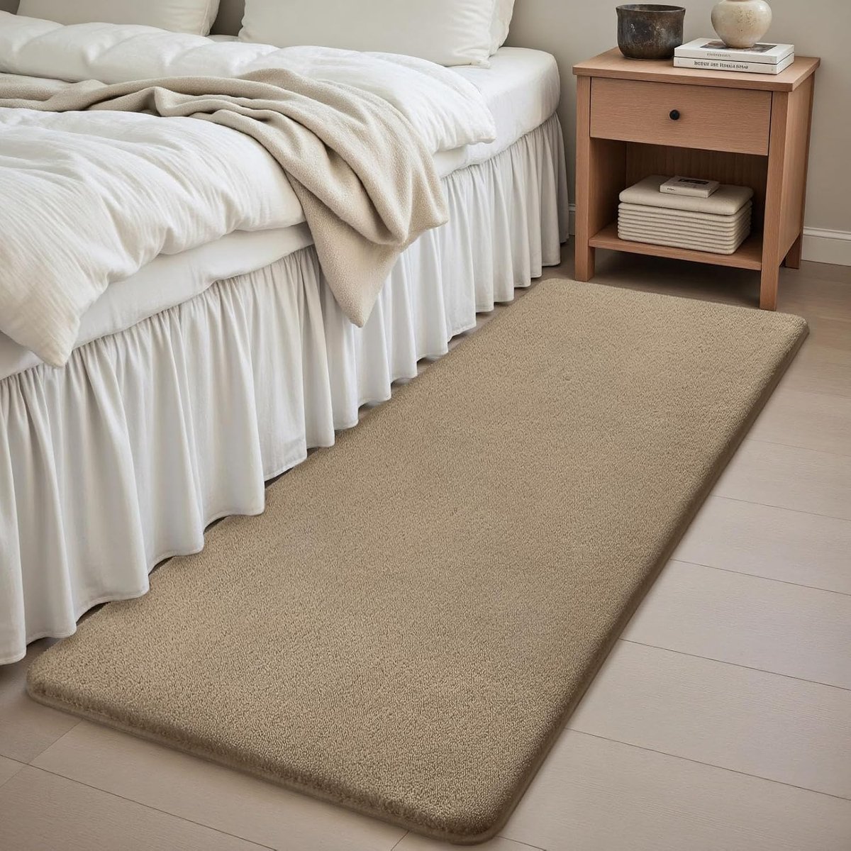 Lemon Vloerkleed Woonkamer, Tapijtloper voor slaapkamer, hal en entree, tapijten, Kortpolige, Eenkleurig, Modern, Antislip, Wasbaar, Kleur: Donker Beige, Maat: 80x300 cm