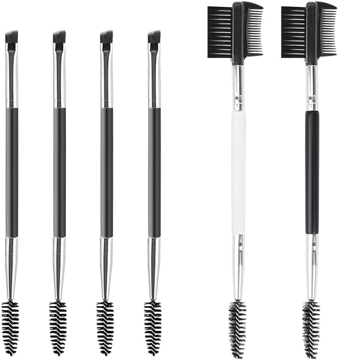 6 Stks Wenkbrauwborstel Professionele Dubbelzijdige Wimper Kam Hoekige Wenkbrauw en Spoolie Wimper Kam 2 in 1 Wenkbrauw Borstel Tool Make-up Tool voor het aanpassen van wenkbrauwen en wimpers