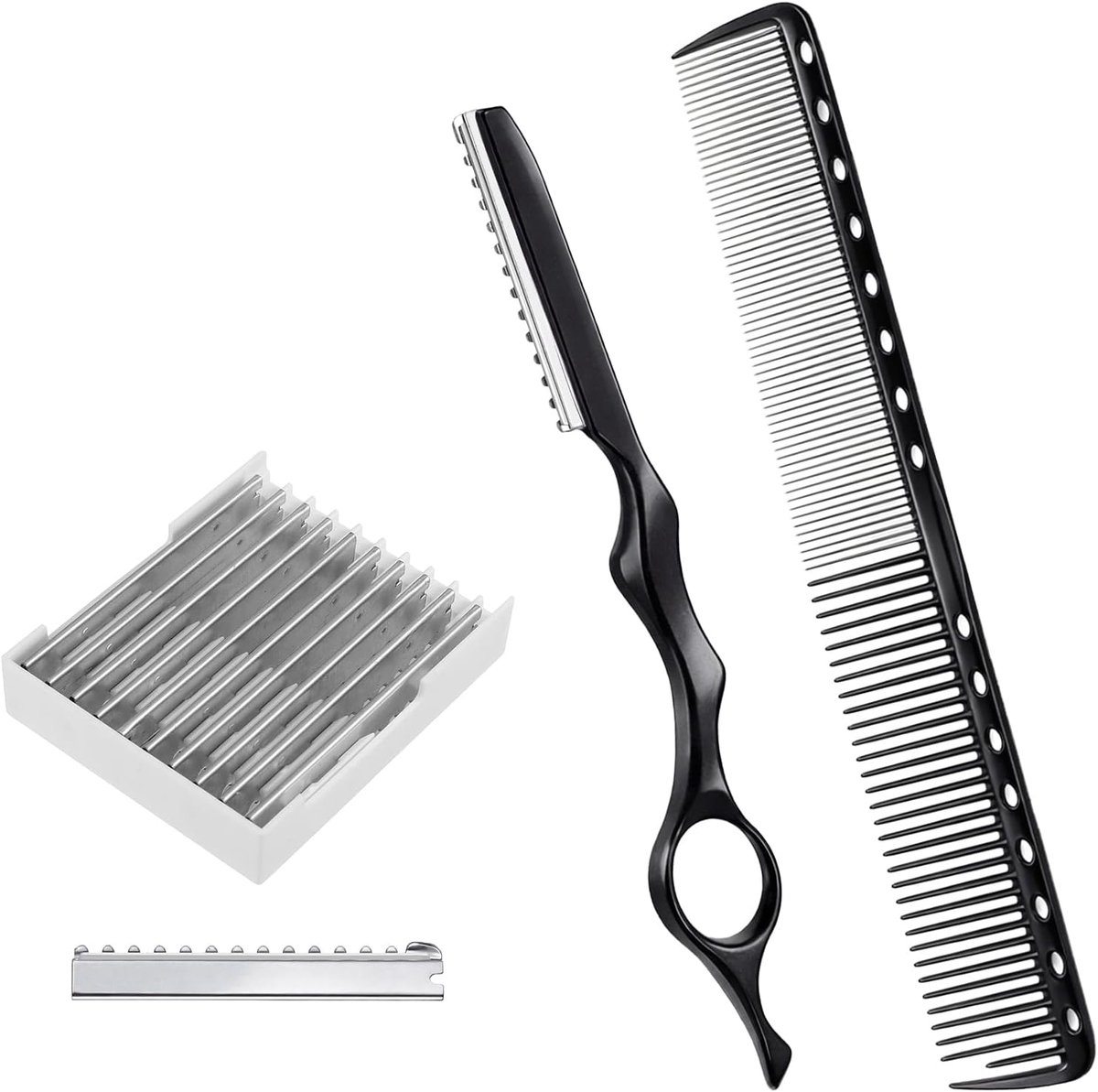 professionele haarverdunningskam en effiermes met 10 messen voor het uitdunnen en vormen van het haar, voor salon en thuisgebruik, ergonomisch, waterdicht