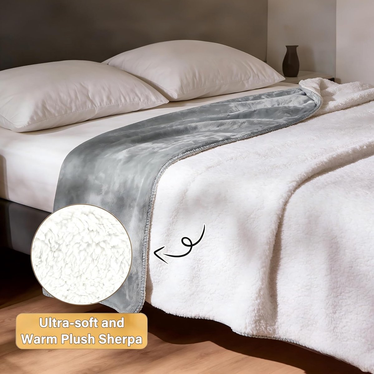 hondendeken met pootafdruk, plasbestendige fleece Sherpa deken voor bescherming van de bank, wasbare omkeerbare meubelhoes, 150 x 130 cm, Grijs
