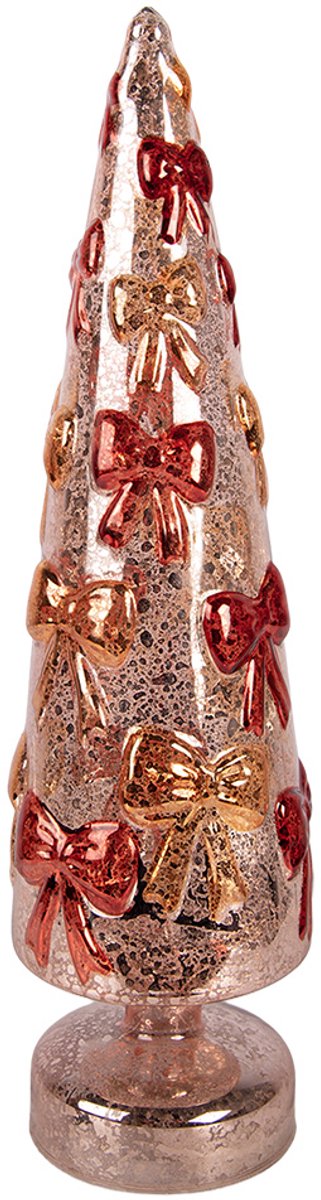Clayre & Eef Kerstdecoratie Beeld Kerstboom Ø 10x37 cm Rood Glas