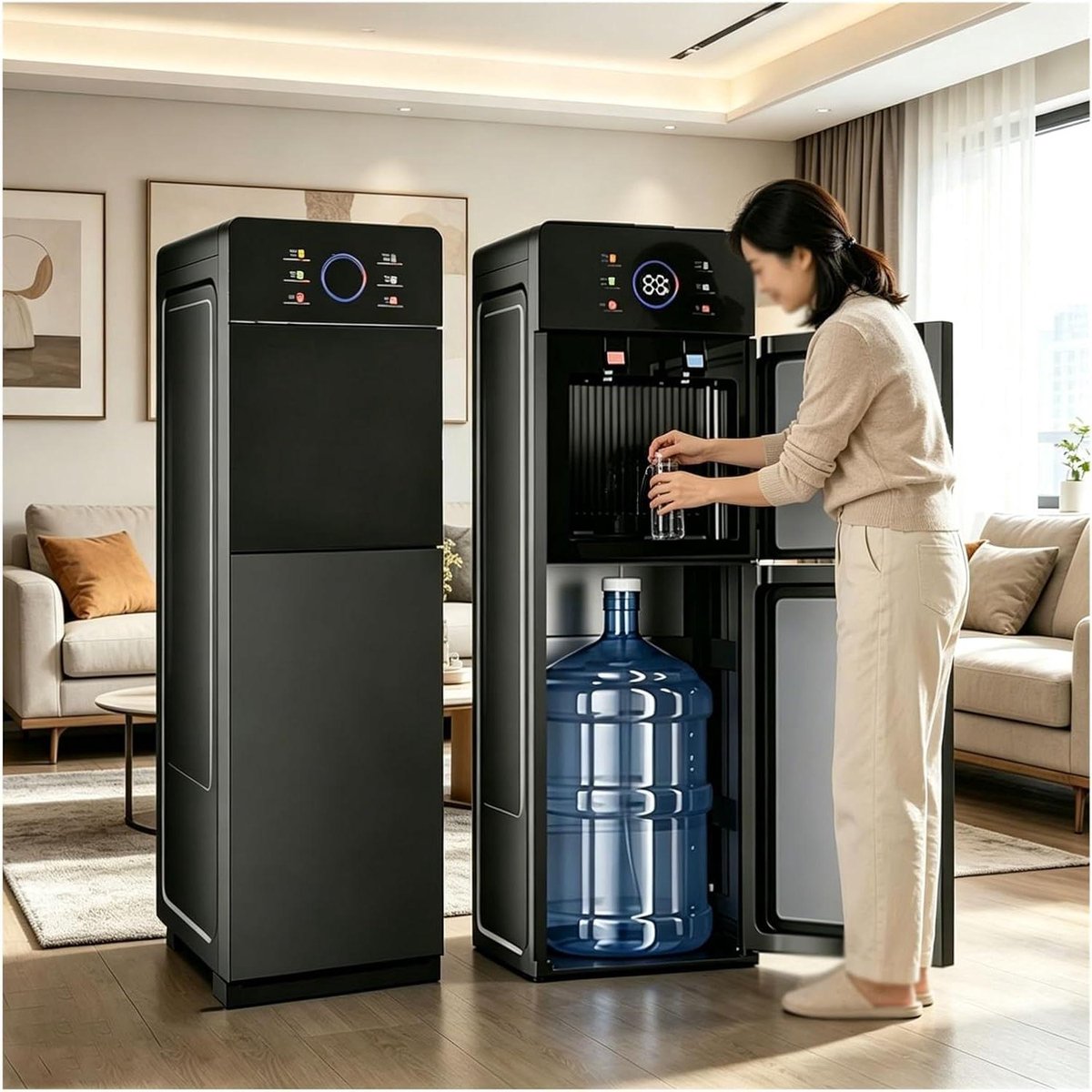 Waterkoeler Fles - Waterdispenser Onderlader - Thuis Kantoor - Drie Temperatuurinstellingen - 19 Liter Flessen - Wit