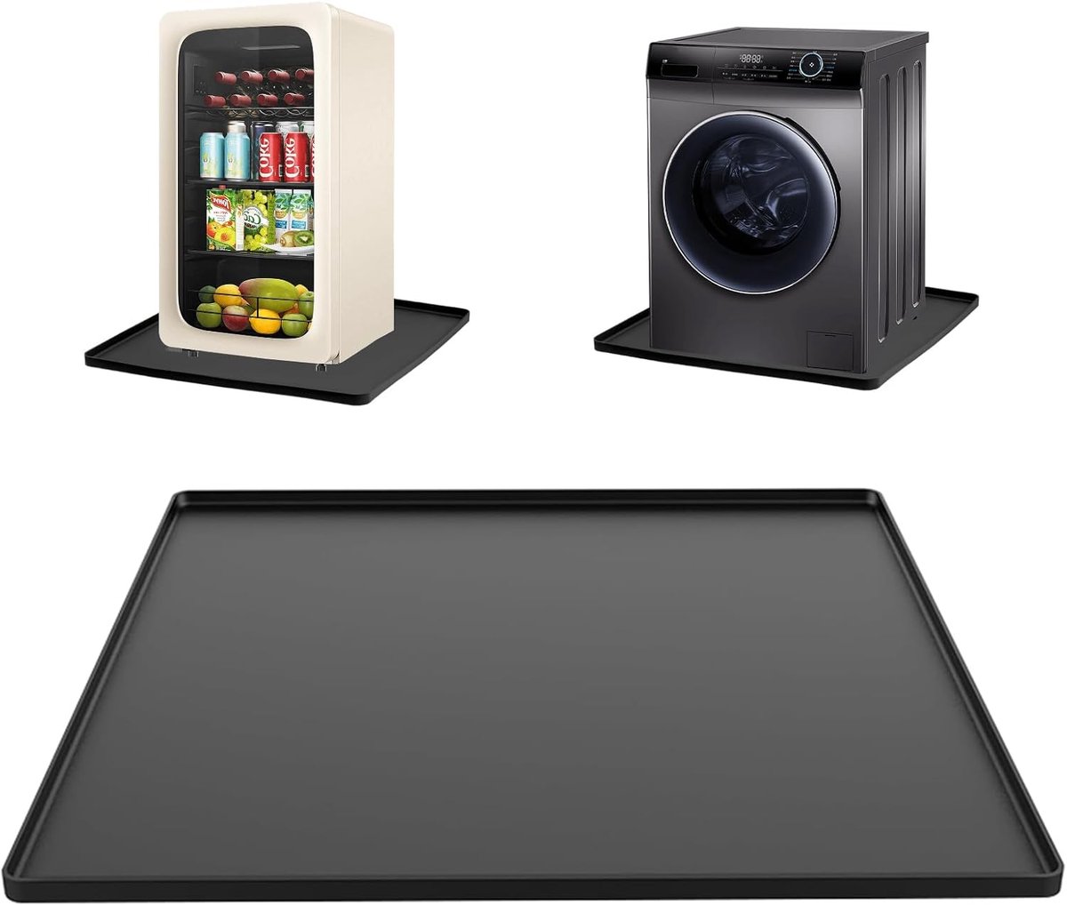 KZQ Siliconen mat - Wasmachine voets - Waterdichte siliconen beschermgroef voor de voet - Beschermt de vloer - Voorkomt lekkages van wasmachines, drogers, vaatwassers, koelkasten en airconditioners - 60x50x1,5 cm