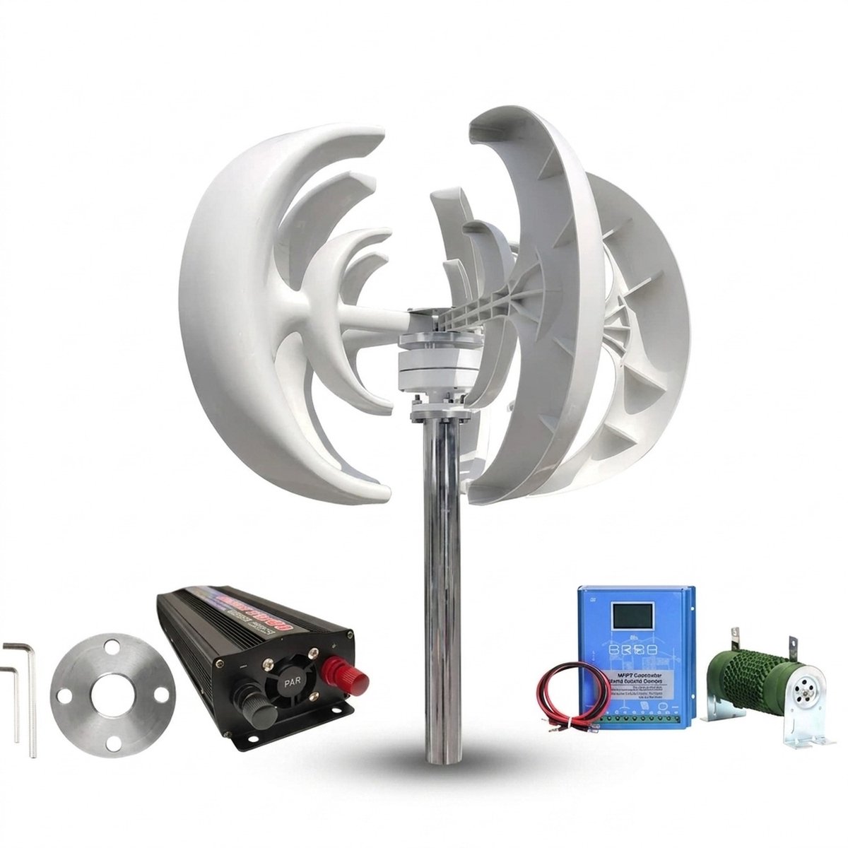 3000W Windturbine Set 48V – Verticale As + LiFePO4 + Inverter windmolen