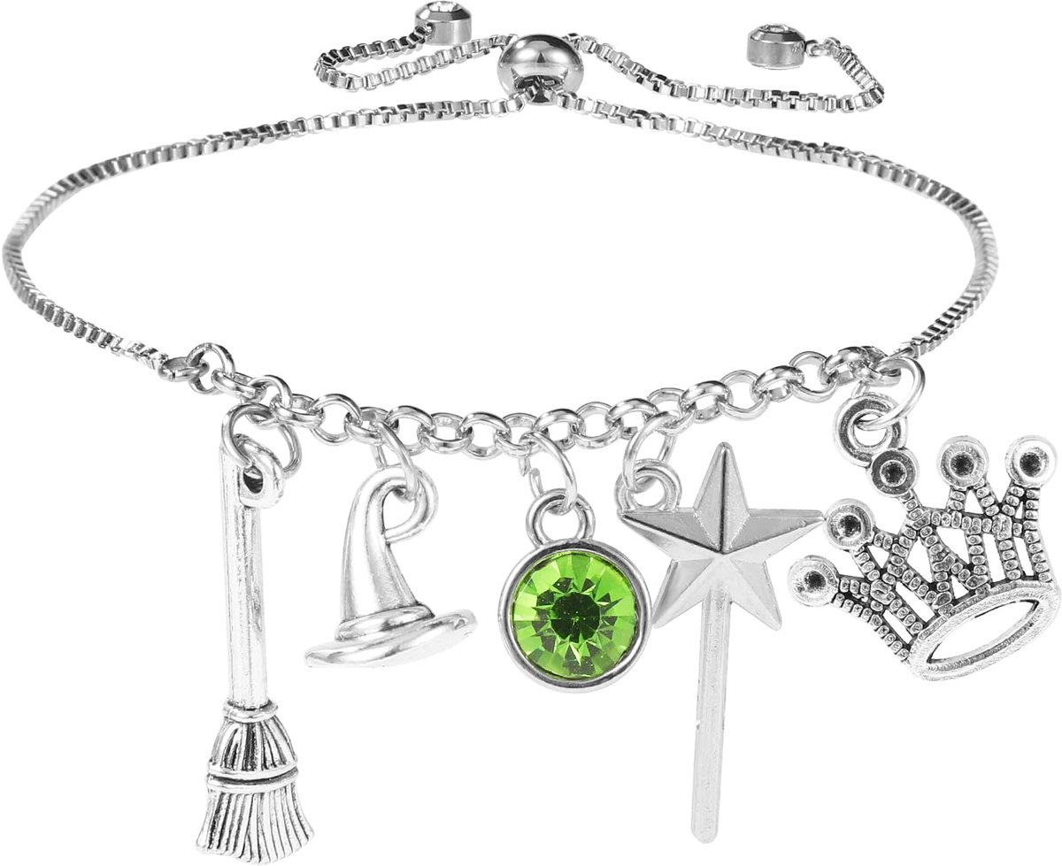 Bedelarmband, Verstelbare Armband van Legering met Heksenhoed Toverstaf Kroon Heksenbezem Bedels Koopwaar met Muzikaal Thema Cadeau voor Muzikale Liefhebber