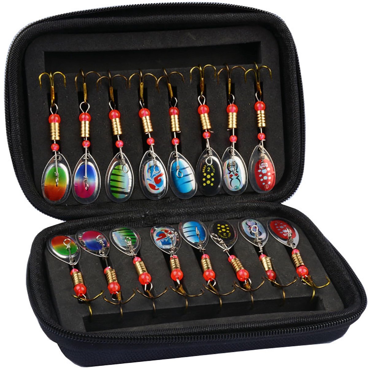 16 stuks spoons forelset, kunstaas, spinner, knipperlichten, 2,5/3,5/5 g, visaccessoires voor alle weersomstandigheden en water van, baars, snoekbaars en snoek
