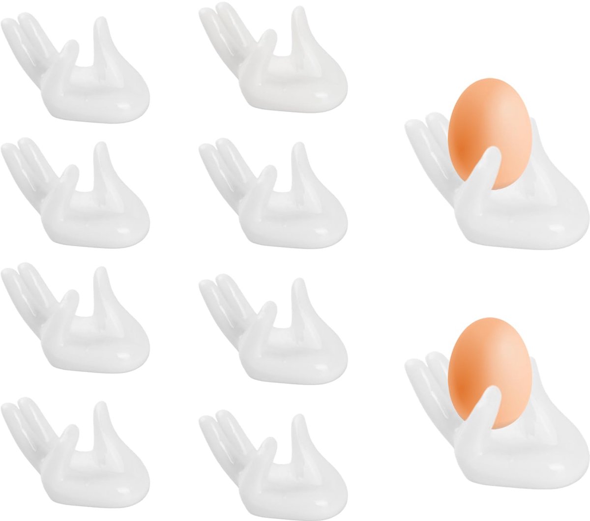 10 stuks eierdopjes, set van porselein, grappige porseleinen eierhouder, wit, eierschaal, eierbeker, Pasen, cartoon, eierstandaard voor thuis, keuken, koelkast, restaurant