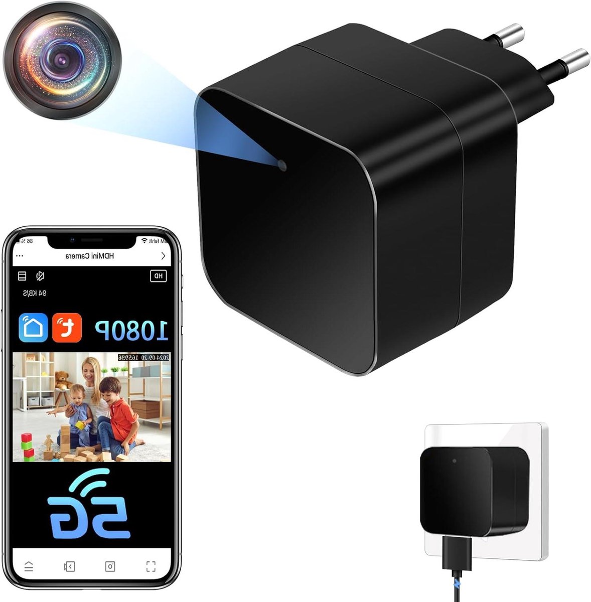 Verborgen Camera - Mini Beveiligingscamera - Thuisbeveiliging - Bewegingsdetectie - 1080P HD - Zwart