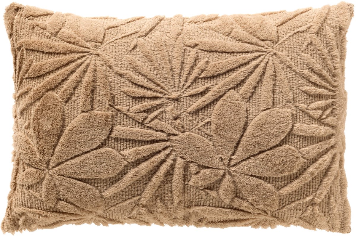 Dutch Decor JURRE - sierkussen 40x60 cm - getuft - bladmotief - Irish Cream - beige - Inclusief binnenkussen - Luxe kussens voor woonkamer & bank
