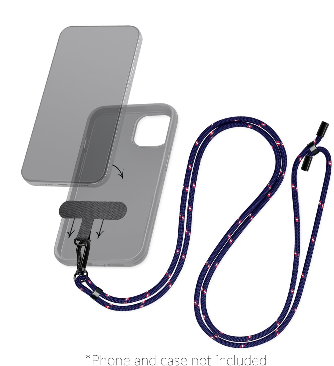 Mobilize Universeel Telefoonkoord Verstelbaar - Blauw / Rood
