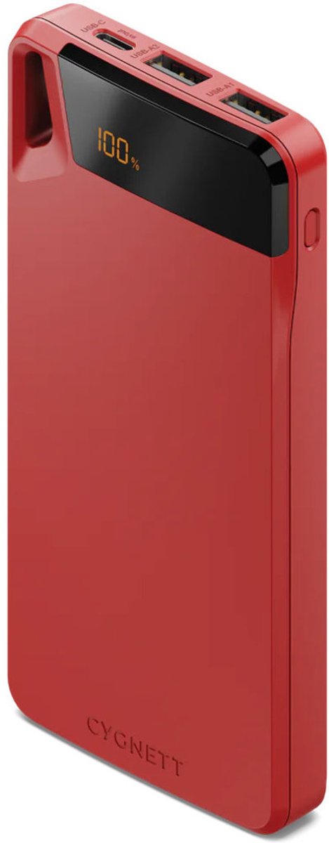 Cygnett Triple USB / USB-C Powerbank 10.000 mAh 15W - Rood