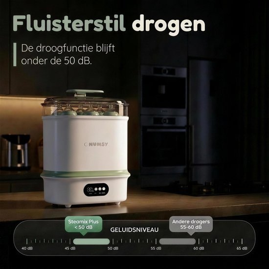 Numsy Steamix Plus Flessensterilisator met Droogfunctie - Elektrische Stoomsterilisator voor Babyflessen, Spenen & Kolfonderdelen - Grote Capaciteit - BPA-vrij van Numsy — afbeelding 5