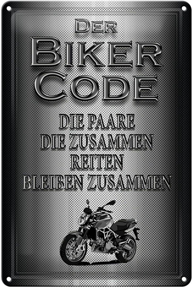 Blechschild Motorrad 20x30cm Biker Code Paare zusammen