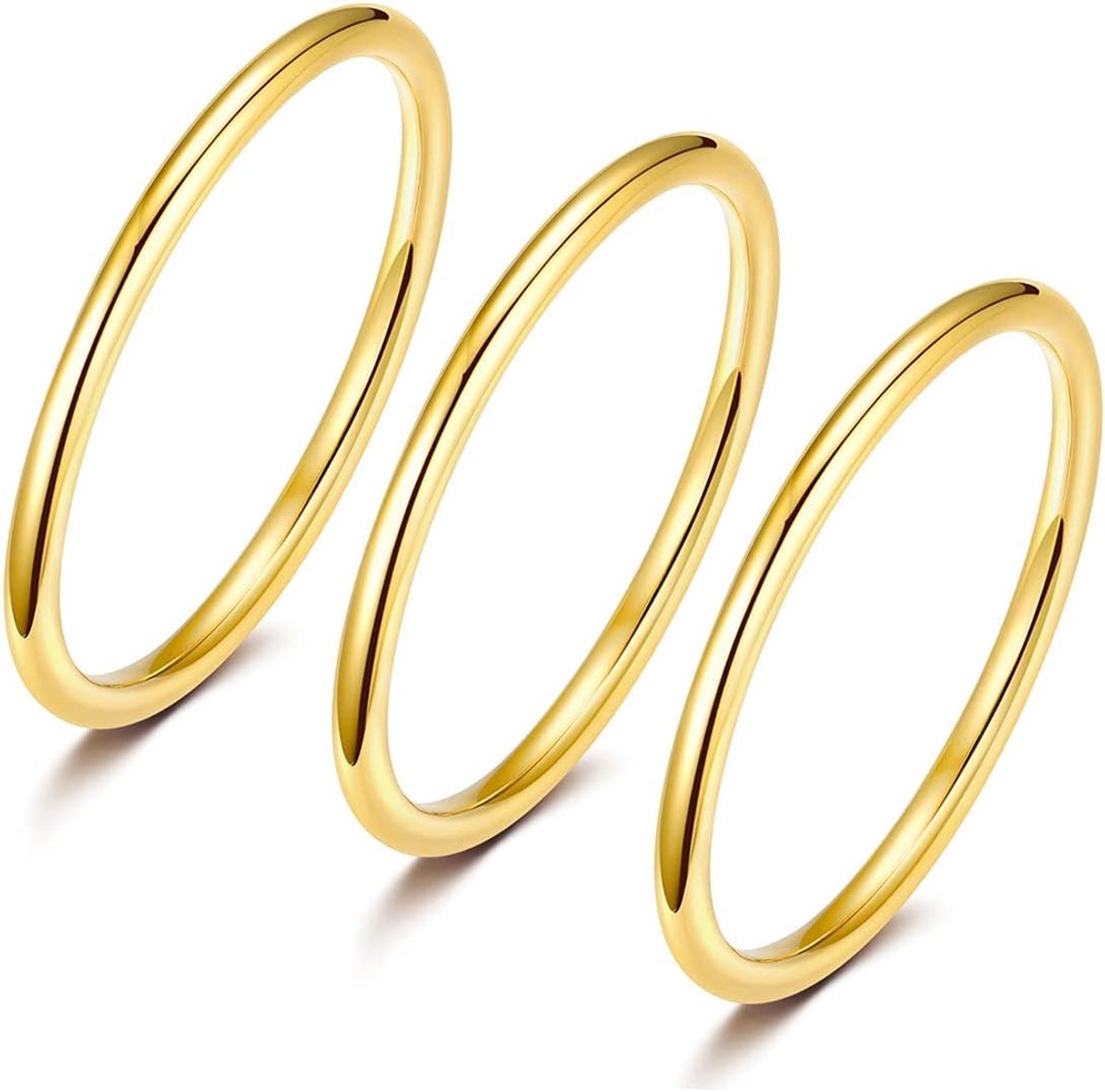 Ring dames heren voorsteekring smal roestvrij staal roségoud goud zilver gepolijst eenvoudige enkelringen 3 stuks ringen set 1,5 mm