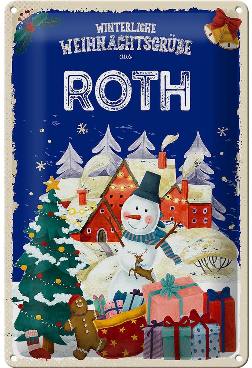 Blechschild Weihnachtsgrüße aus ROTH 20x30cm