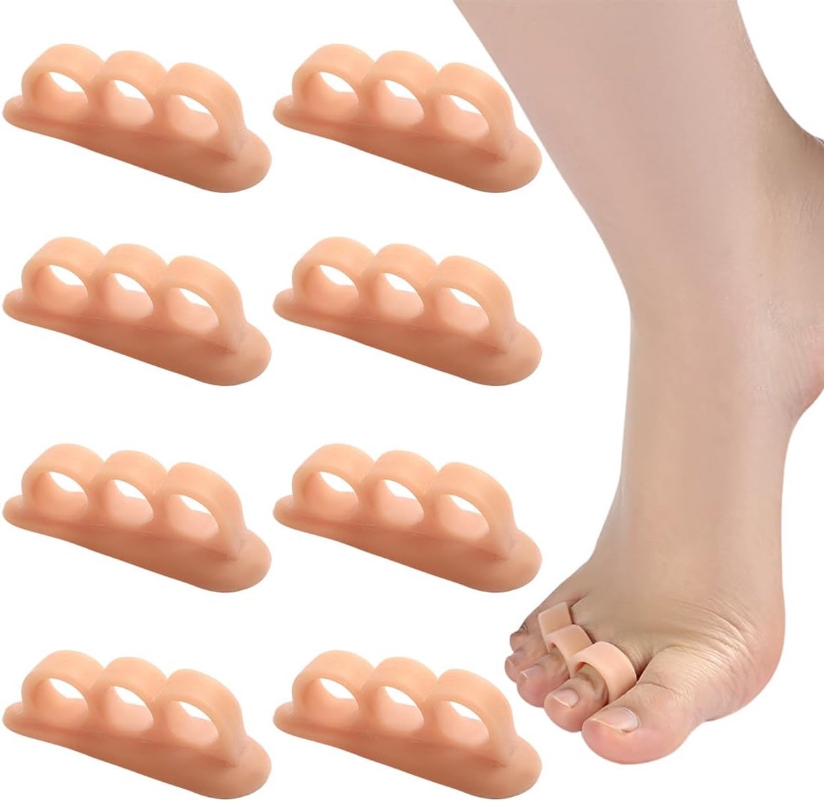 4-Delige Teenhamer Pad Set,Zacht Rubberen Teen Spreider,Verzacht Pijnklachten en Corrigeert de Houding van Hamertenen