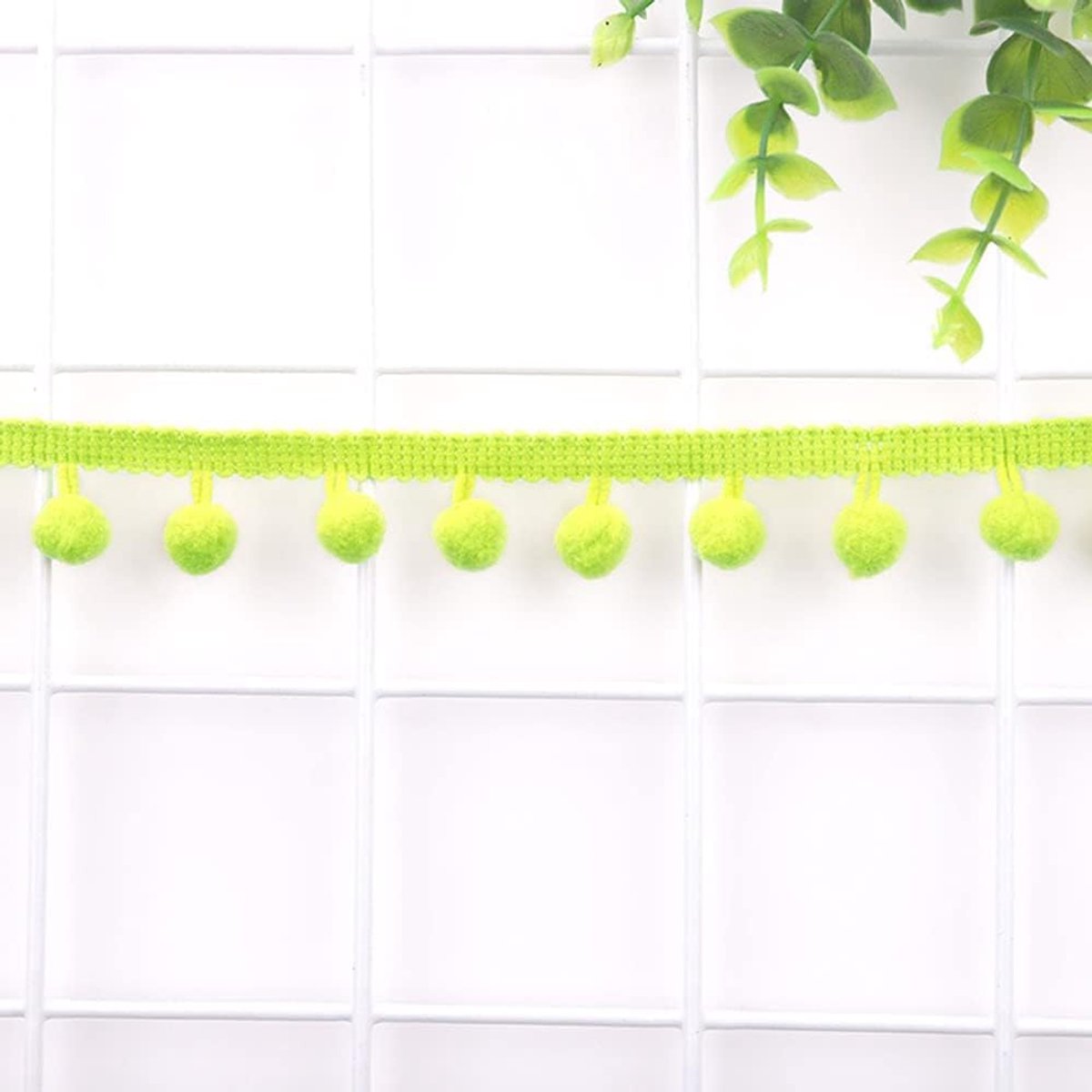 12 mm, om te knutselen, decoratieband met pompons, ballen, pompons, franjes, sierband, decoratieve boord, naai-accessoires voor doe-het-zelf knutselen, kleding, kostuums, naaien, decoratie, fruitgroen
