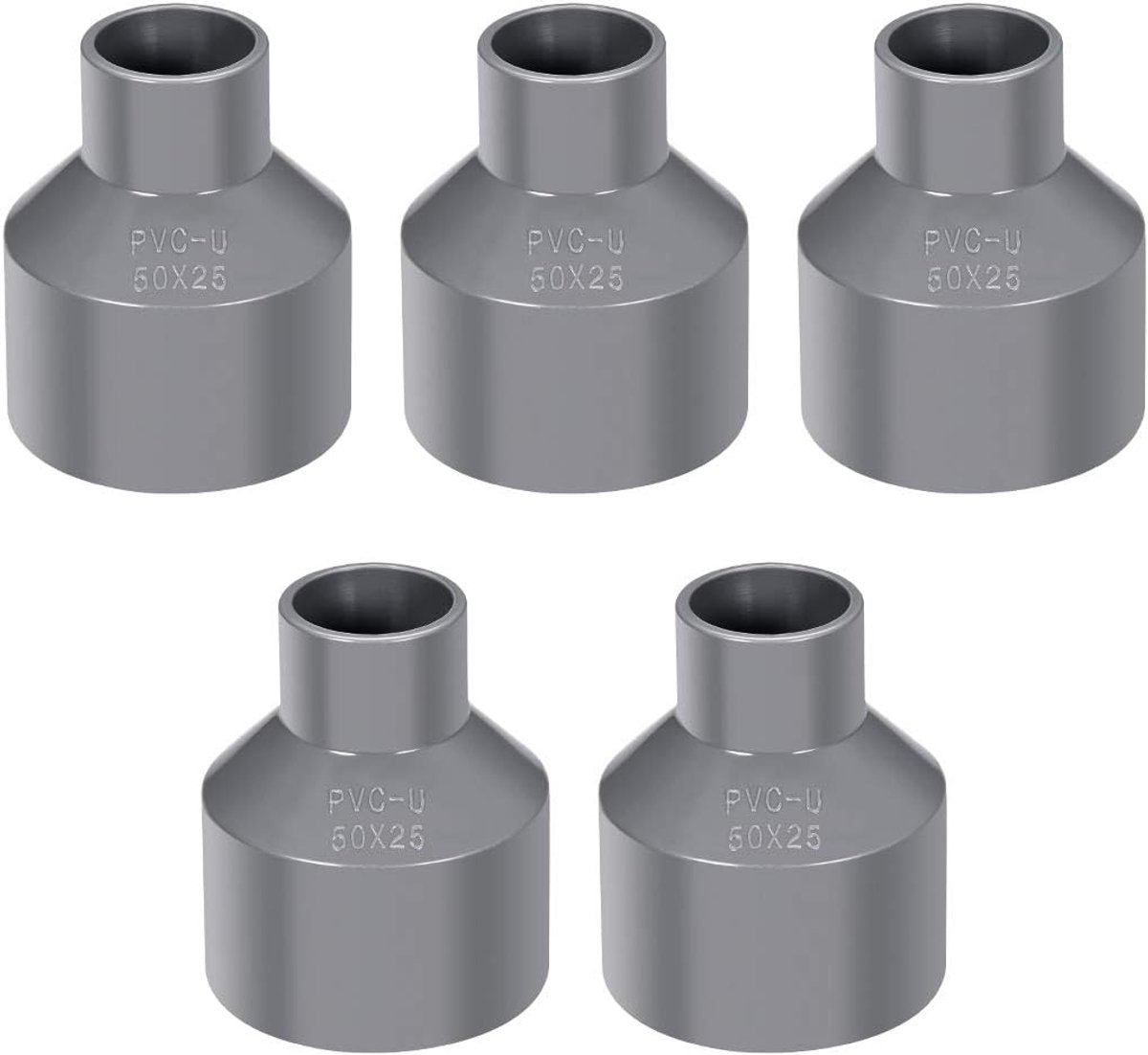 sourcing map 2 stuks PVC pijpverbinder slangadapter koppeling 50 mm x 20 mm grijs 50mm x 25mm, 5Pcs