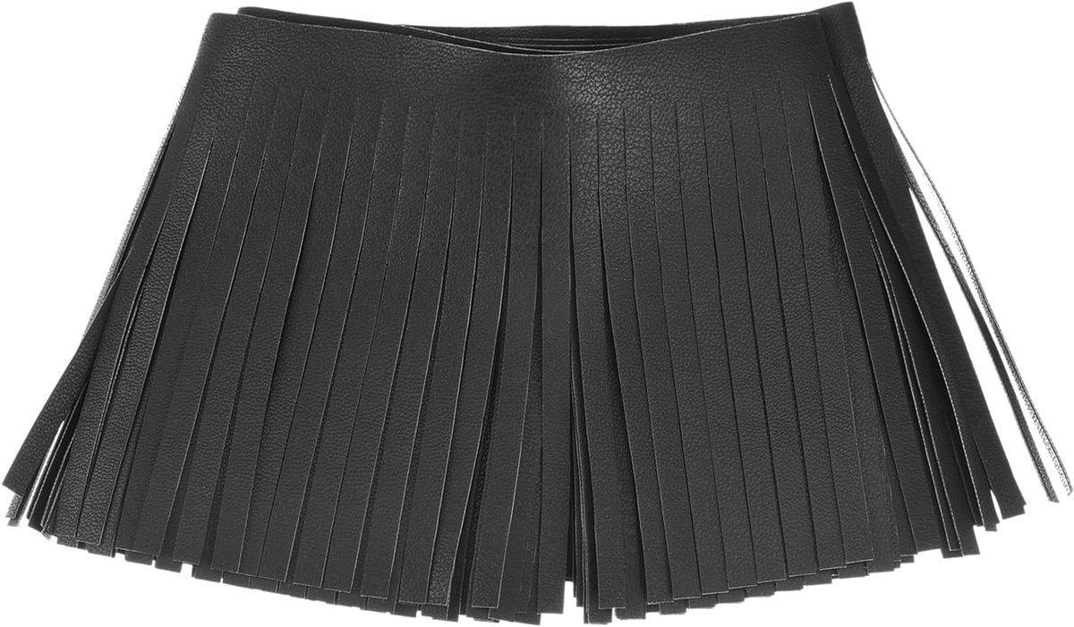 1 Iarda 10 cm franjes van kunstleer, dubbelzijdig genaaide franjes voor naaien, doe-het-zelf, kleding, handwerk, decoratie, rok, zwart
