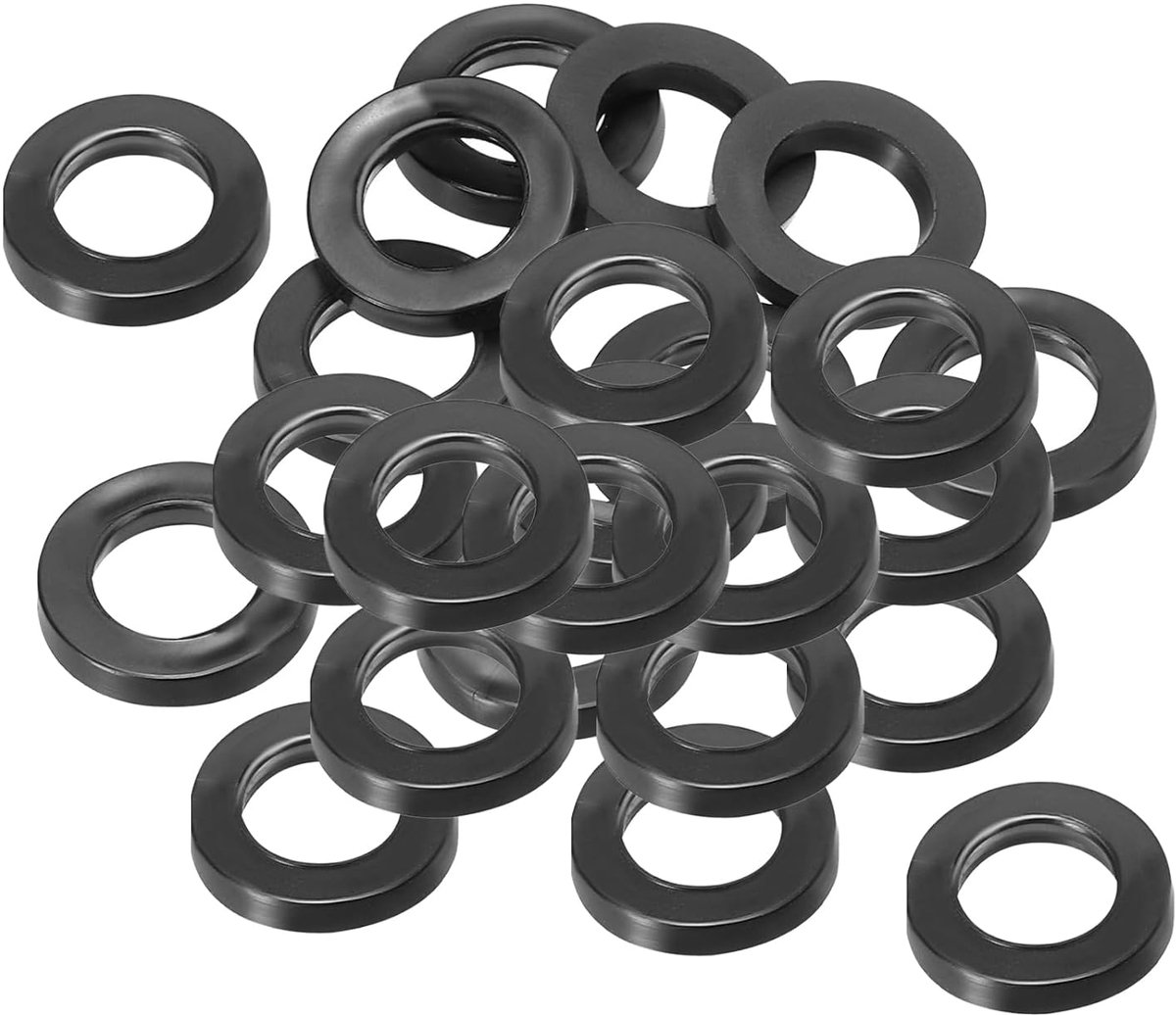 M7 Rubberen sluitringen, rubberen afdichting, rond, 24 stuks, 7 mm ID, 12 mm OD, 3 mm dik, platte sluitringen, set, afdichtingsrubber voor kraanbuis, bevestigingsschroef, zwart