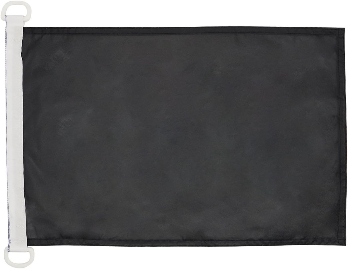 FLAG Bootvlag Effen zwart 45x30 cm Mesh Polyester Plastic Ringen | Buiten en nautisch gebruik bootvlag weerbestendig met dubbel gestikte naden en verstevigde randen met kunststof ringen
