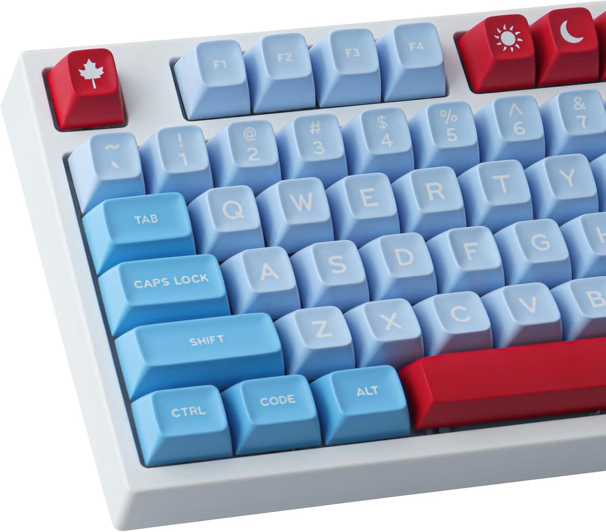 Double Shot toetsdoppen, 172 toetsen SA-profiel, Amber Screen Keycaps Set met 2.75u, 3u, 6.25u en 7u spatiebalk voor Cherry Mx-schakelaars, ISO ANSI-lay-out, mechanisch toetsenbord
