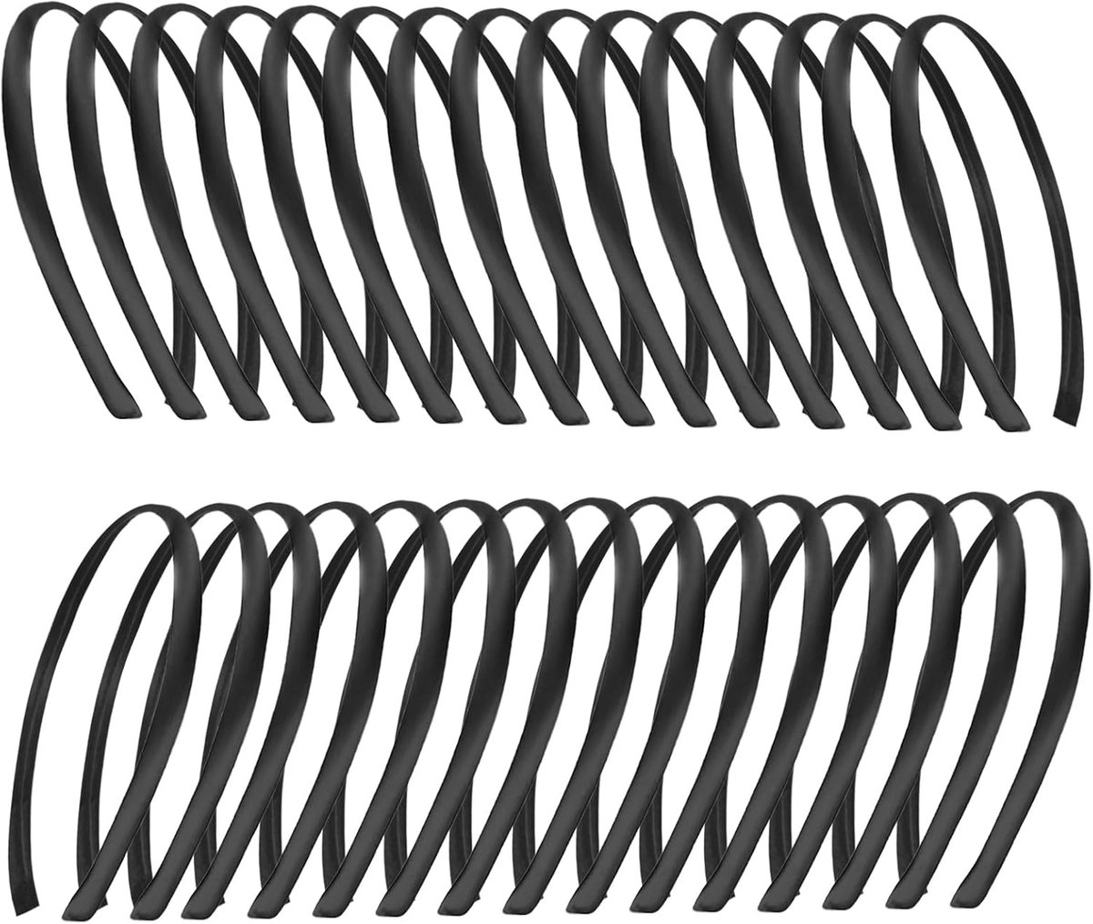 Banden, 30 stuks, dunne haarbanden om zelf te maken, 1 cm haarbanden voor meisjes en dames (zwart)