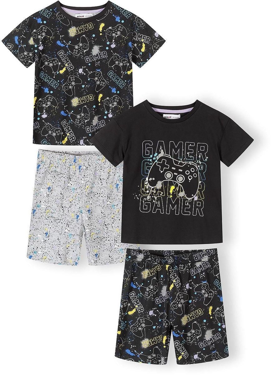 Minoti Gaming Print jongens pyjamaset - korte mouw
