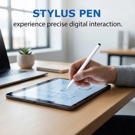 Stylus voor tablet pad, 2 stuks wit 3 n 1, hoge precisie met reservepunten, universeel voor smartphone, tekenen en schrijven. — afbeelding 3