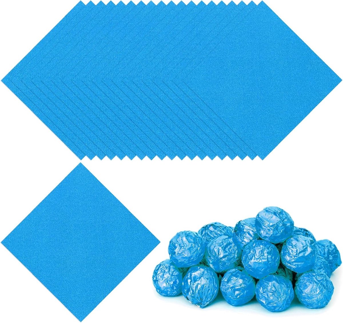 Folie Snoepwikkels 15,5 x 100 cm, 100 stuks vierkant oranje patroon aluminiumfolie snoep inpakpapier voor doe-het-zelf chocolade snoepjes verpakking decoratie, blauw