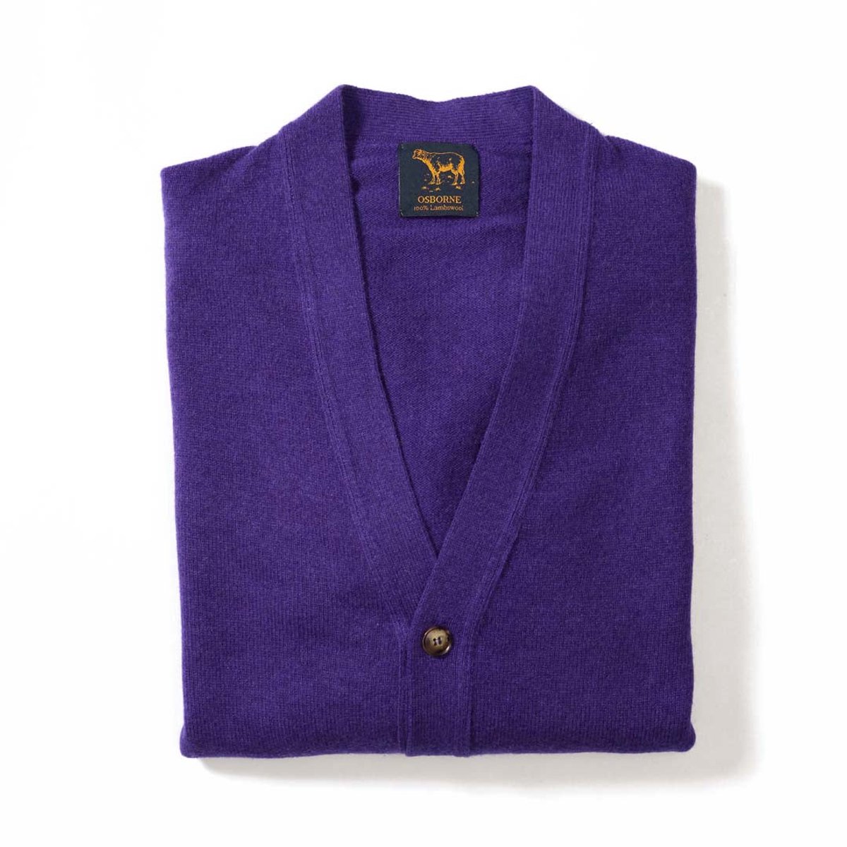 Osborne Knitwear Cardigan met knopen - Lamswol - Jacaranda - XL