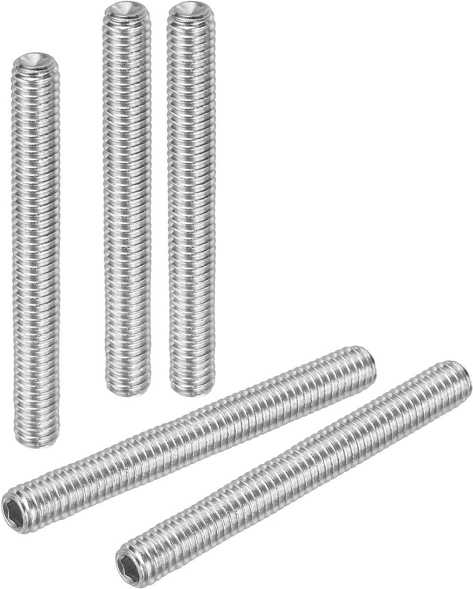 Set van 50 stuks stelschroeven set, M4 x 35 mm zeskant schroef 304 roestvrij staal binnenzeskant schroefdraadpennen voor houder deurklinkkraan lampreparatie