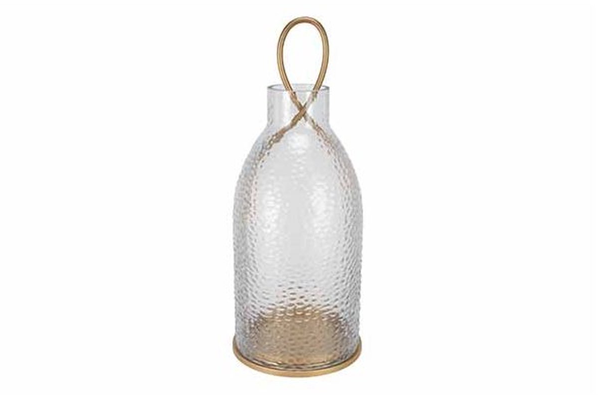 Lantaarn Gold Painting Clear Glass Goud 15,7x15,7xh38,5cm Langwerpig Metaal-gla