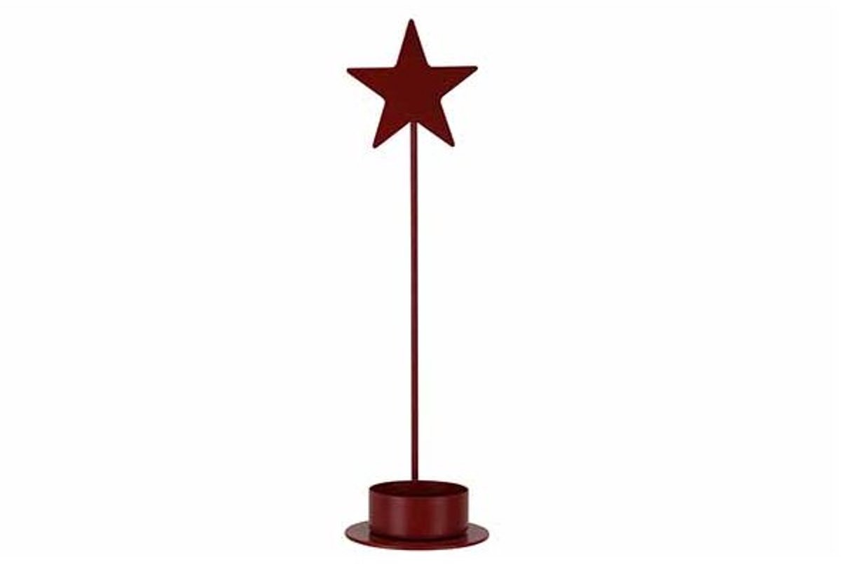 Theelichthouder Star Filled Donkerrood 6 X6xh21,3cm Langwerpig Metaal