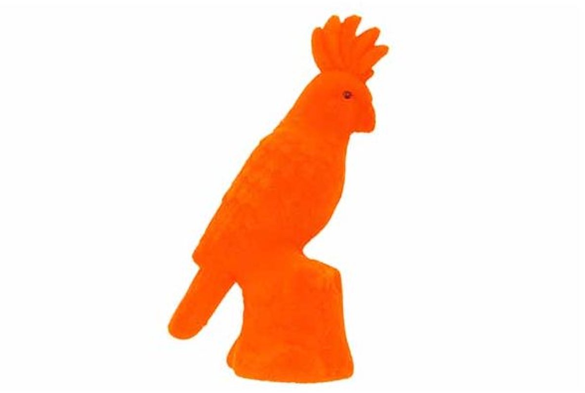 Papegaai Flocked Oranje 8x5xh15,5cm Kuns Tstof