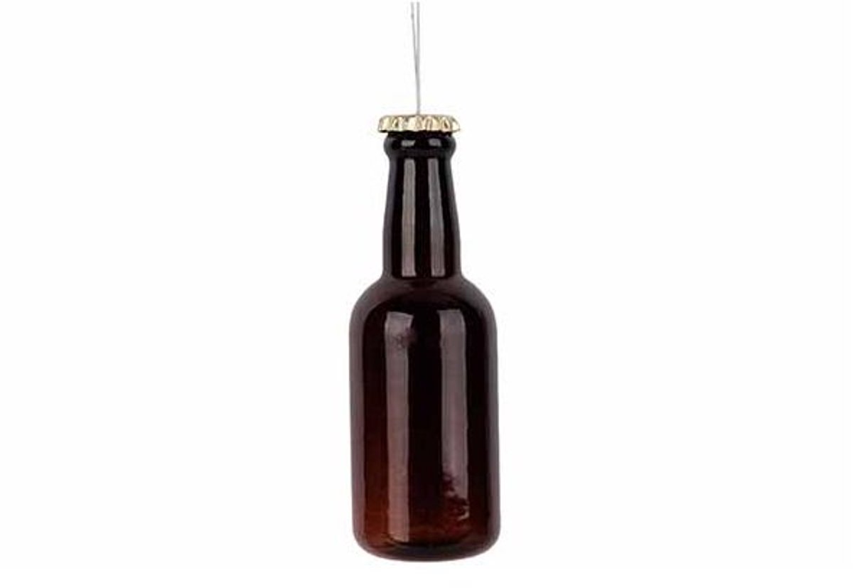 Hanger Beer Bottle Bruin 4x4xh13cm Glas