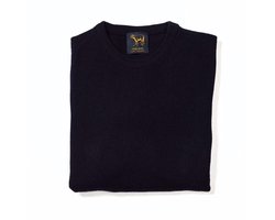 Osborne Knitwear Trui met ronde hals - Sweater heren in Lamswol - Pullover Heren - Navy - 2XL