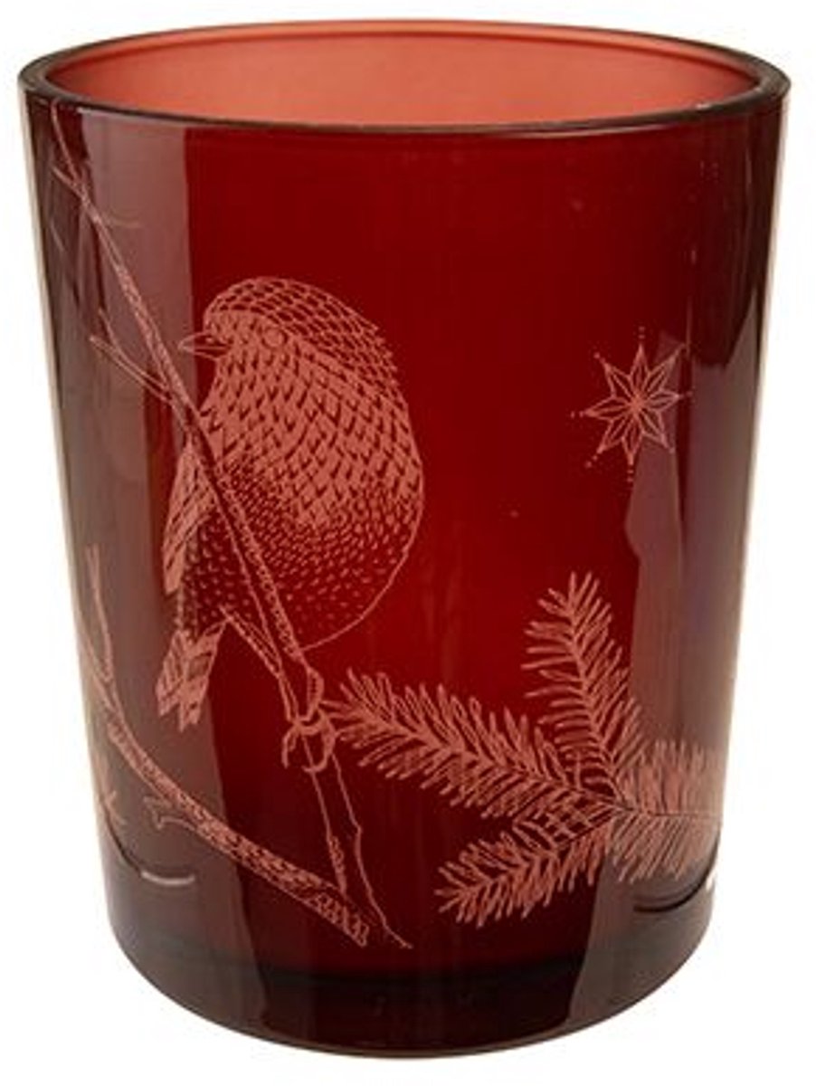 Theelichthouder Bird Bruin D7xh8cm Glas