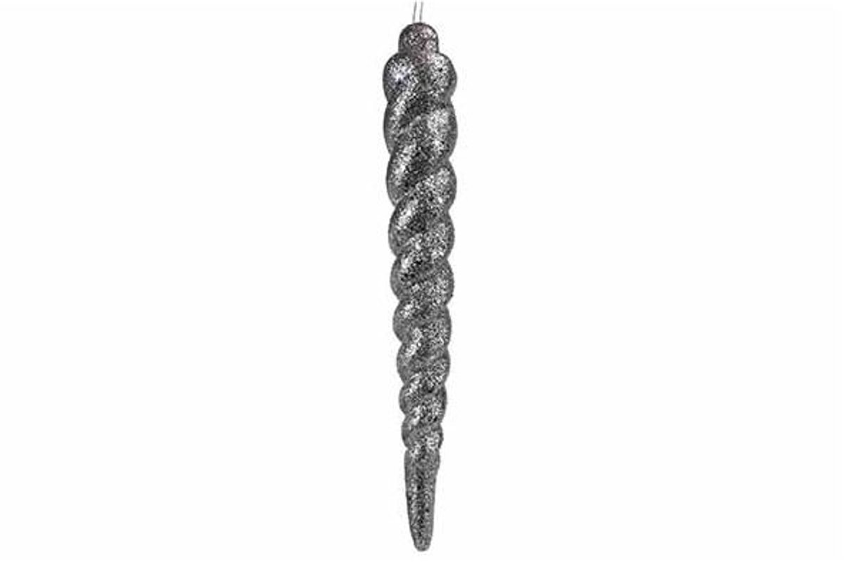 Hanger Cone Glitter Zilver 4x4xh25cm Kun Ststof