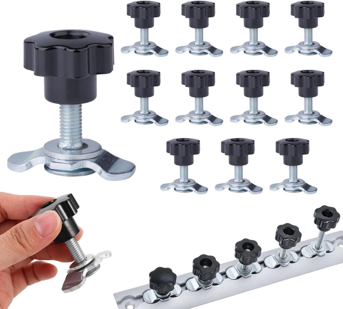 Lug-schroefdoos met knop, M8 x 45 mm, roestvrij stalen fittingen voor vrachtwagenbedden en aanhangerlading, 12 stuks