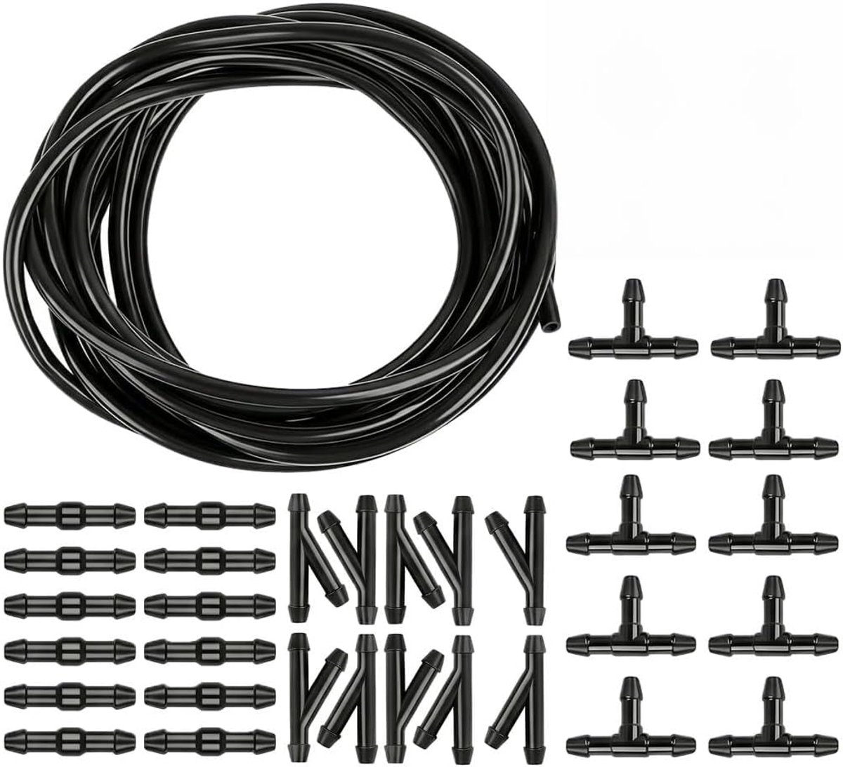 5 m, reparatieset met 30 slangverbinders, universele wasvloeistofleiding auto, eenvoudige montage, flexibele reserveslang voor voor- en achterruit