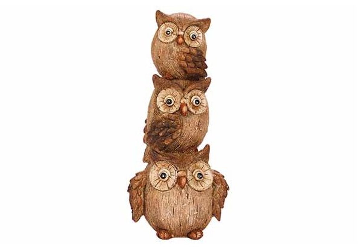 Uil 3st Bruin 10x8xh22cm Polyresin