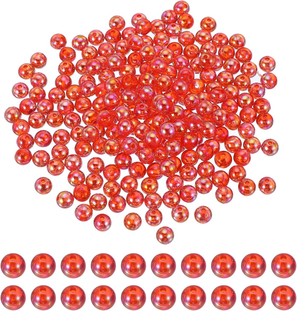 8 mm viskralen, 200 stuks acryl holografische kralen rond visaas eieren rig kraal visgerei kunstaas accessoire voor visserijtuigen aas, rood