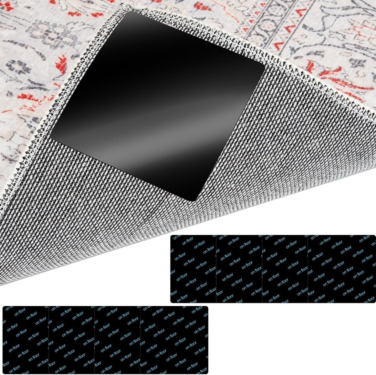 Grippers voor laminaatvloeren, antislip, zelfklevend, voor keuken, badkamer, woonkamer, slaapkamer, kantoor, 8 stuks (zwart)