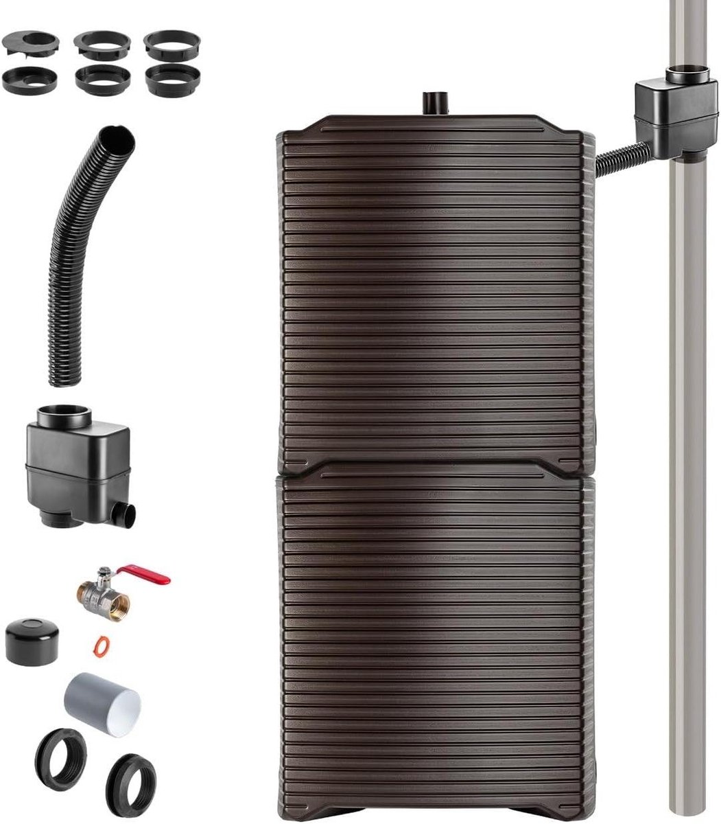 Regenton Set - Water Opslag - Tuin Water Geven - Modulair Verstelbaar - 126 Liter - Mocha