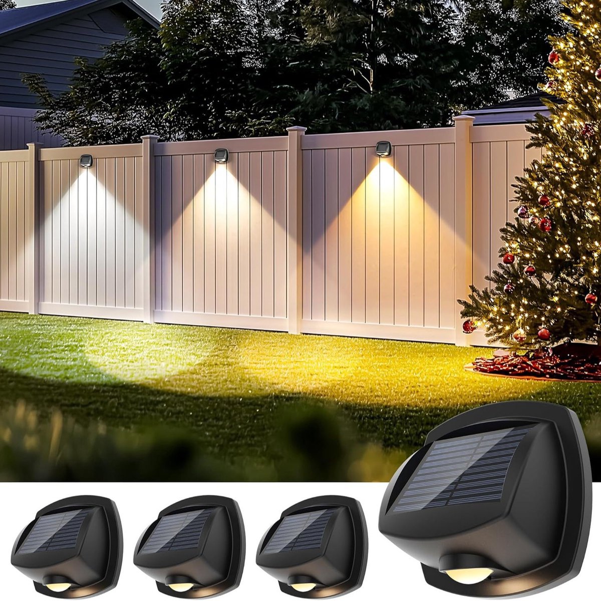 Solar Traplampen - IP65 Waterdicht - Dubbele LED Kleuren & 3 Standen - voor Dek, Tuin, Schutting, Terras -4 Stuks