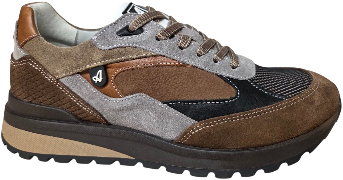 Australian Sparrow L72 Taupe Brown Grey Sneakers Grijs Bruin Leer Combi Heren - Grijs/Bruin - 44