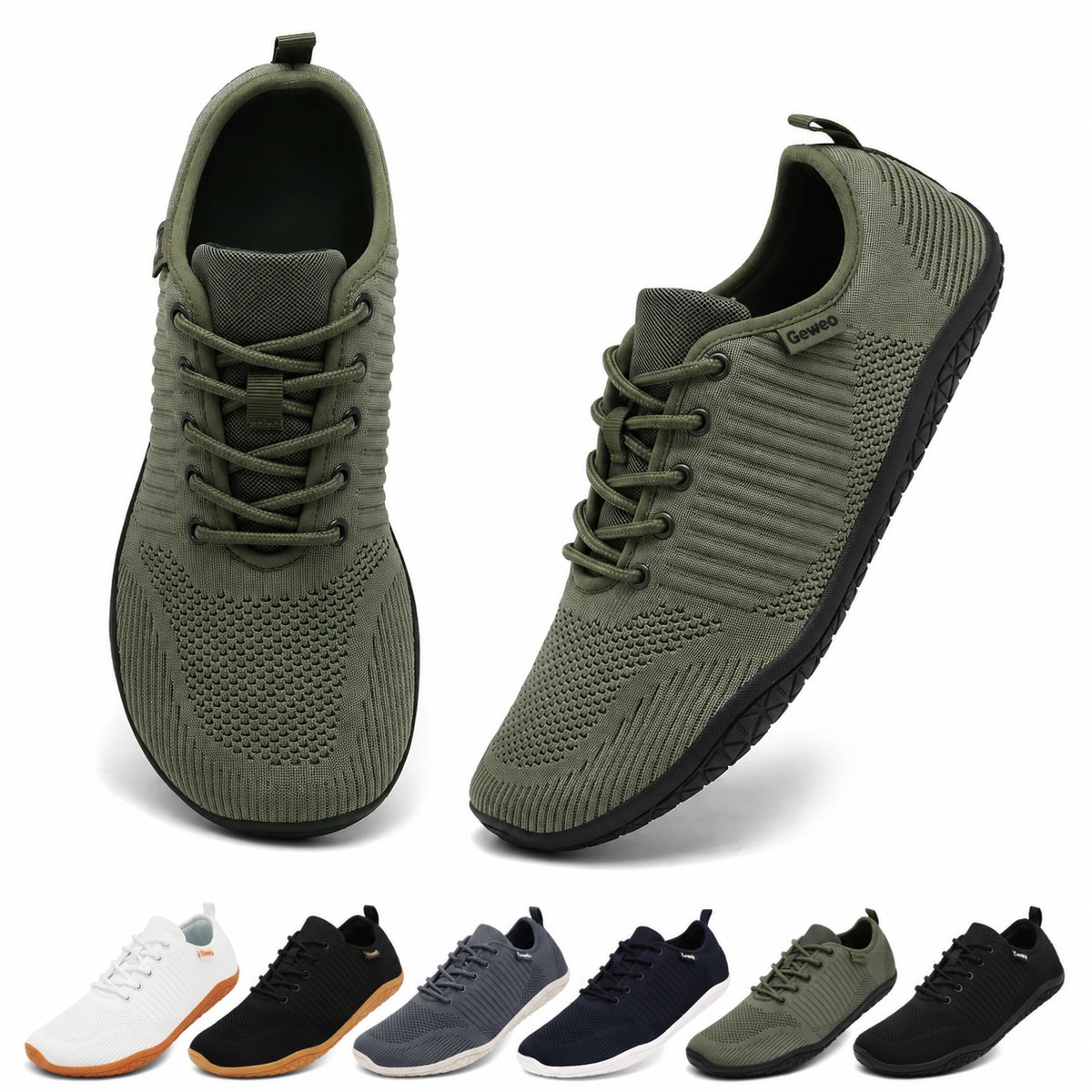 Barefoot Schoenen - Fitnessschoenen - Gymschoenen Sportschoenen - Ademend Knit Textiel - Platte Zool - Groen - Maat 39