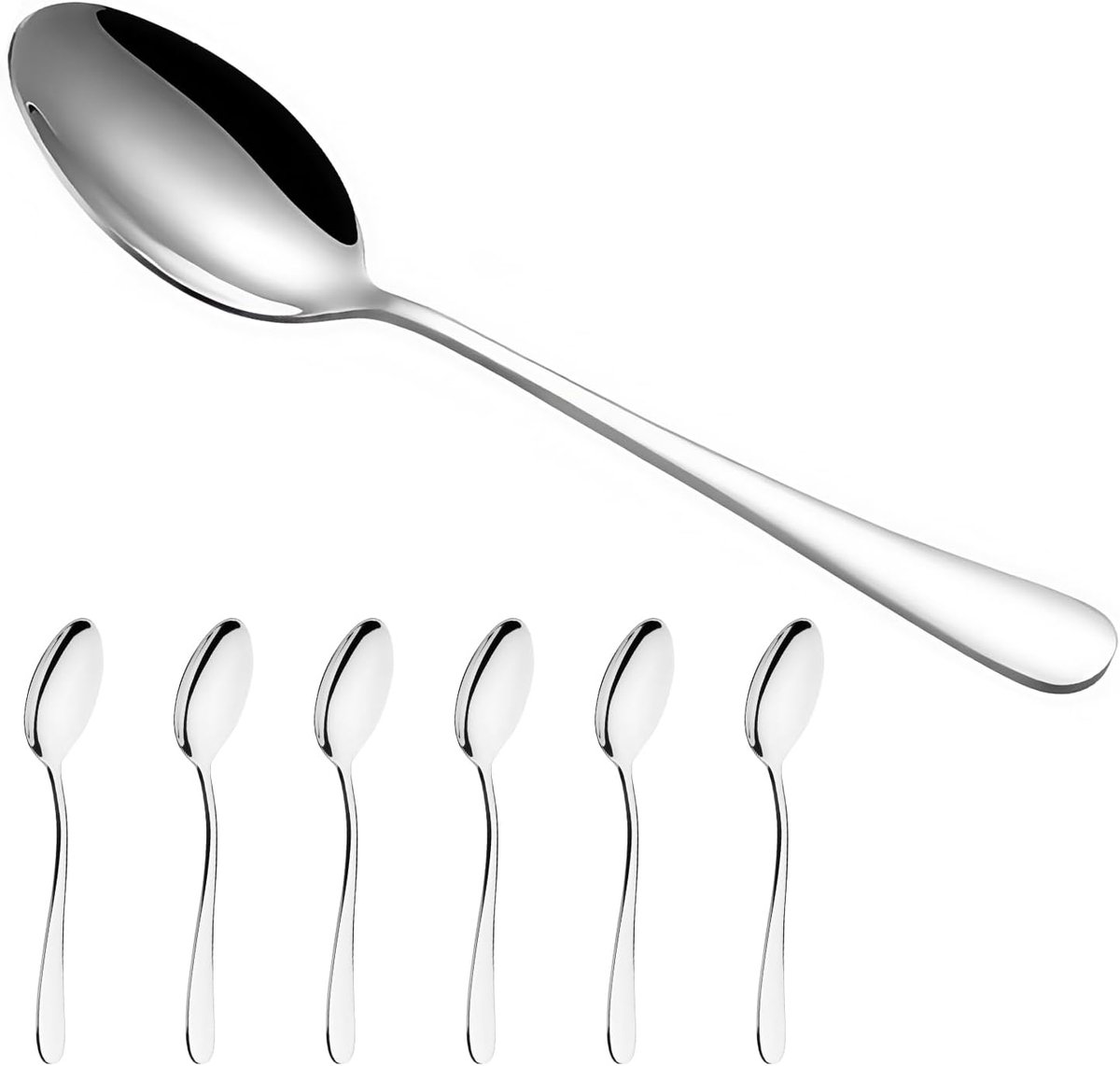 SnelShoppen - Theelepel Set 13,7 cm, RVS Lepel Set, Spiegelschoon Lepels voor Koffie, Thee, Dessert, Aperitief, Duurzaam en Gezond Keukenaccessoire