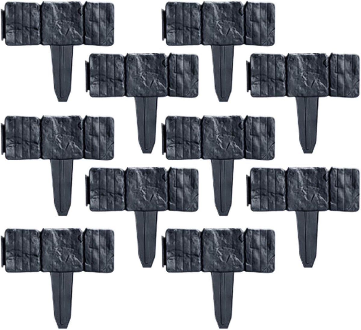 Tuinrand Steenlook - Grasrand Afscheiding - Tuin Decoratie - Eenvoudig Te Plaatsen - 10 Stuks - Grijs